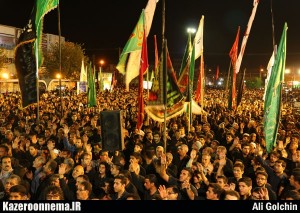 تجمع عاشورائیان کازرون در شب تاسوعای حسینی