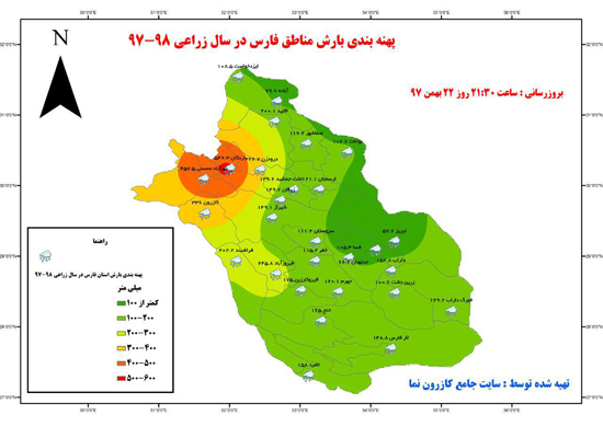 میزان بارندگی سال زراعی جاری در کازرون از مرز 340 میلیمتر گذشت/جوشش مجدد چشمه‌های خشکیده