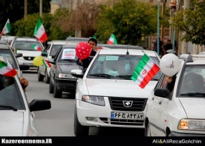 در حاشیه راهپیمایی خودرویی 22 بهمن 1400 کازرون